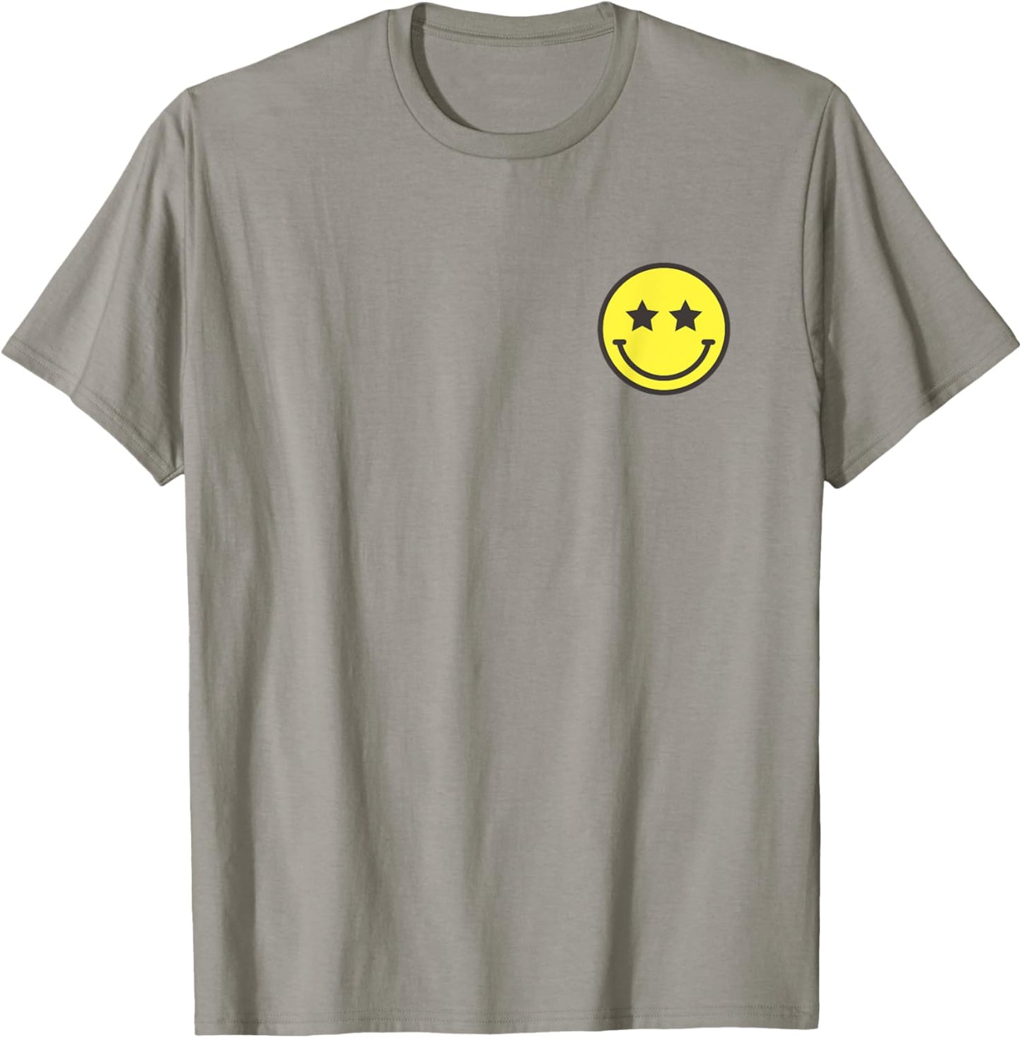 Minimalist Star Eyes Happy Smiling Smile Face Pocket Logo T-Shirt - T-Shirt | Sand