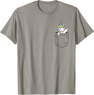 Unicorn Lovers Cute Funny Unicorn In Pocket T-Shirt - T-Shirt | Sand