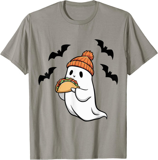 Funny Ghost Eating Tacos Spooky Taco Halloween Food Costume T-Shirt - T-Shirt | Sand