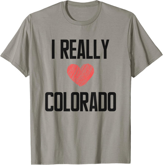 I Really Love Colorado Heart Retro Style Home State T-Shirt - T-Shirt | Sand