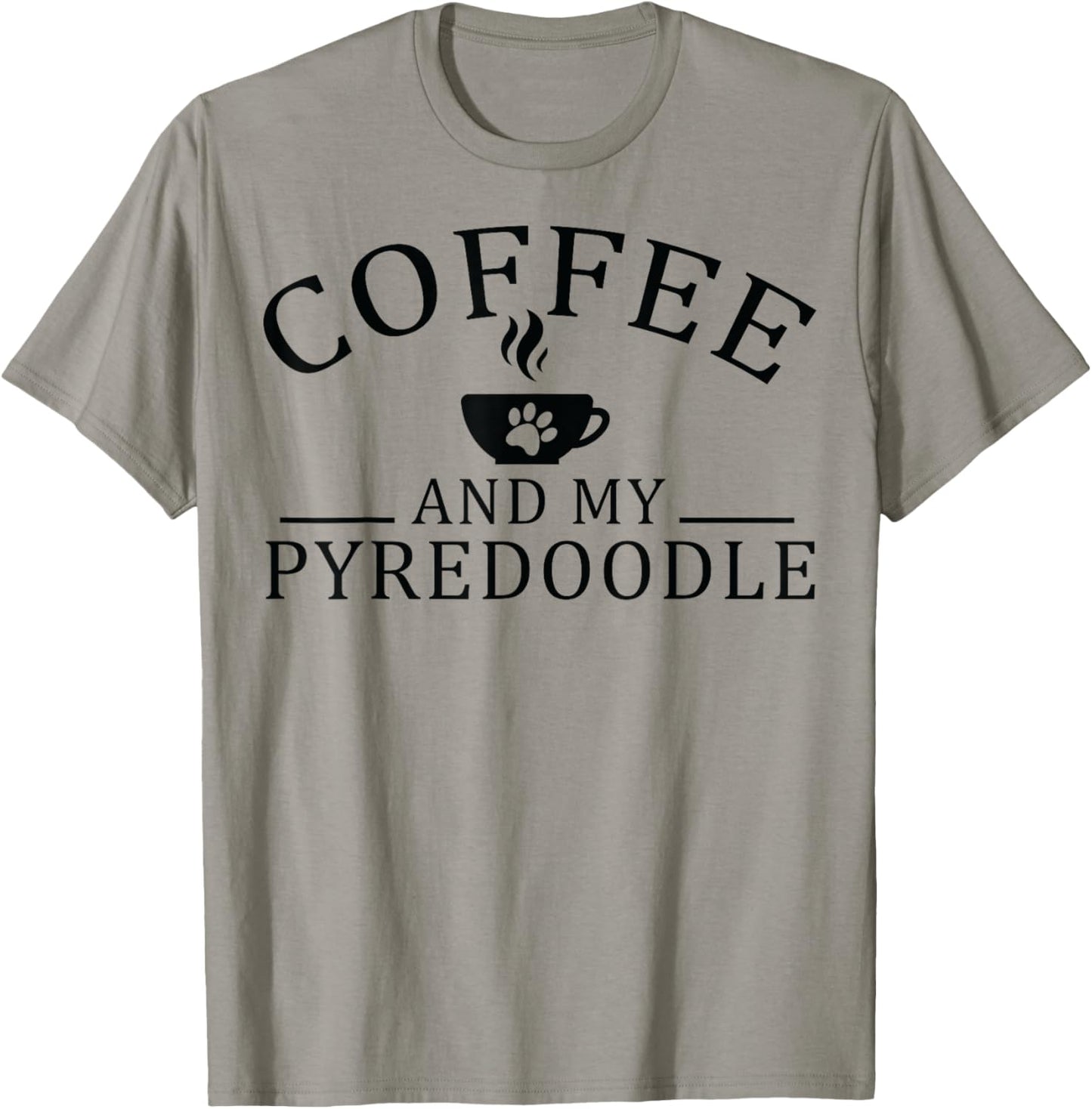 Pyredoodle Dog And Coffee T-Shirt - T-Shirt | Sand