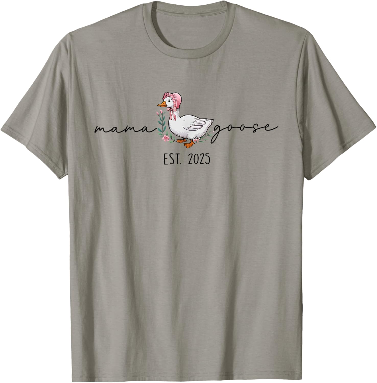 Flora Spring Funny Mama Goose Est 2025 Coquette Mother's Day T-Shirt - T-Shirt | Sand