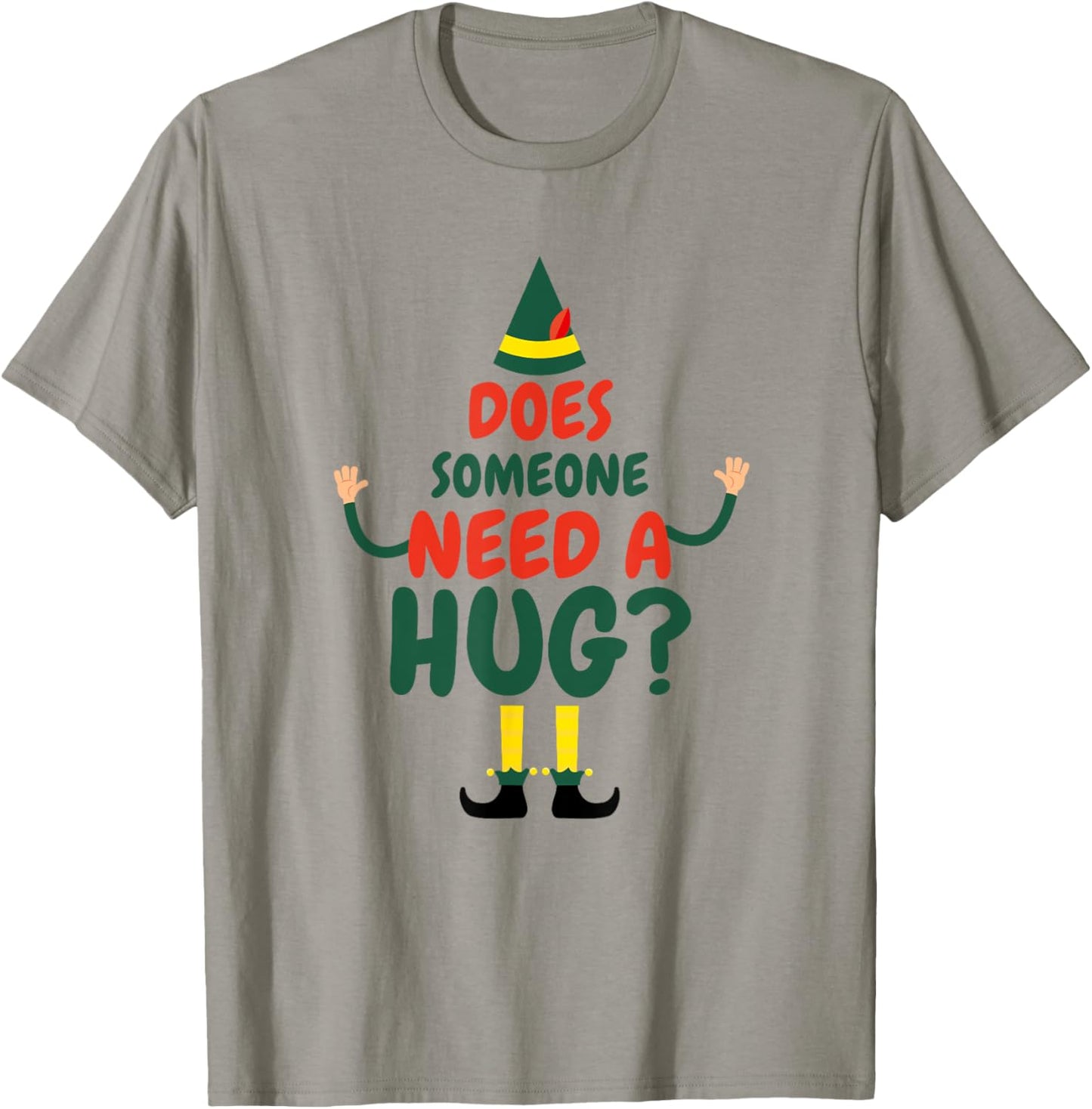 Does Someone Need A Hug Elf Funny Christmas T-Shirt - T-Shirt | Sand