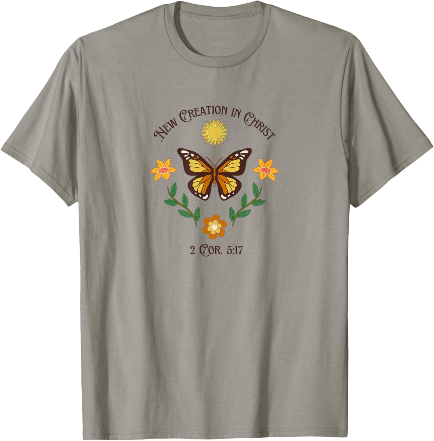 New Creation In Christ Butterfly T-Shirt - T-Shirt | Sand