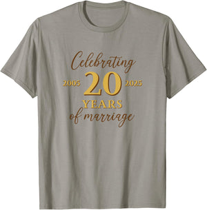 Funny 20 Years of Marriage 2005 20th Wedding Anniversary T-Shirt - T-Shirt | Sand