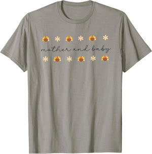 Mother Baby Nurse Thanksgiving Turkey Fall Postpartum Nurse T-Shirt - T-Shirt | Sand