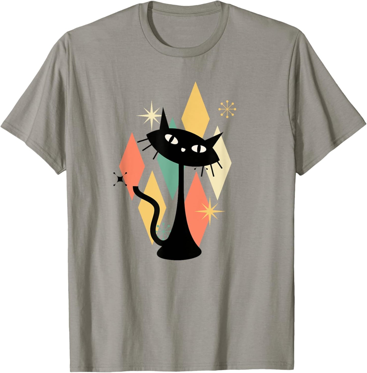 Colorful Retro Cat Midcentury Atomic Age Modern Mid Century Women Kids T-Shirt - T-Shirt | Sand