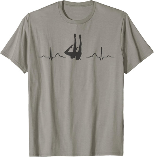 Synchronized Swimming Heartbeat EKG Team Artistic Swim T-Shirt - T-Shirt | Sand