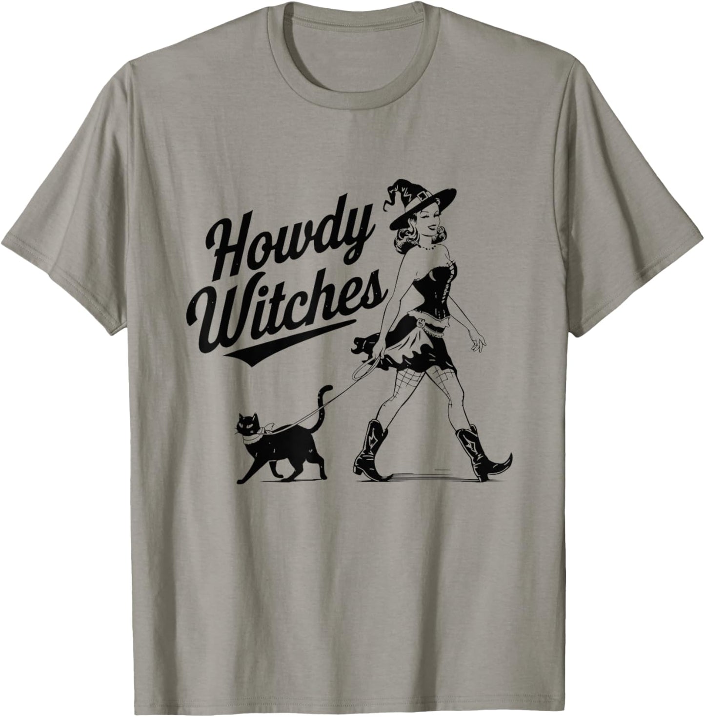 Howdy Witches Witch Hat Cat Halloween T-Shirt - T-Shirt | Sand
