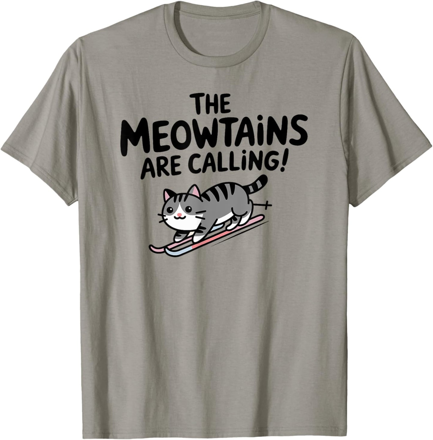 The meowtains are calling Cat Snowboard Ski Men Women Kids T-Shirt - T-Shirt | Sand