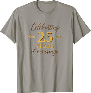 Funny 25 Years of Marriage 2000 25th Wedding Anniversary T-Shirt - T-Shirt | Sand