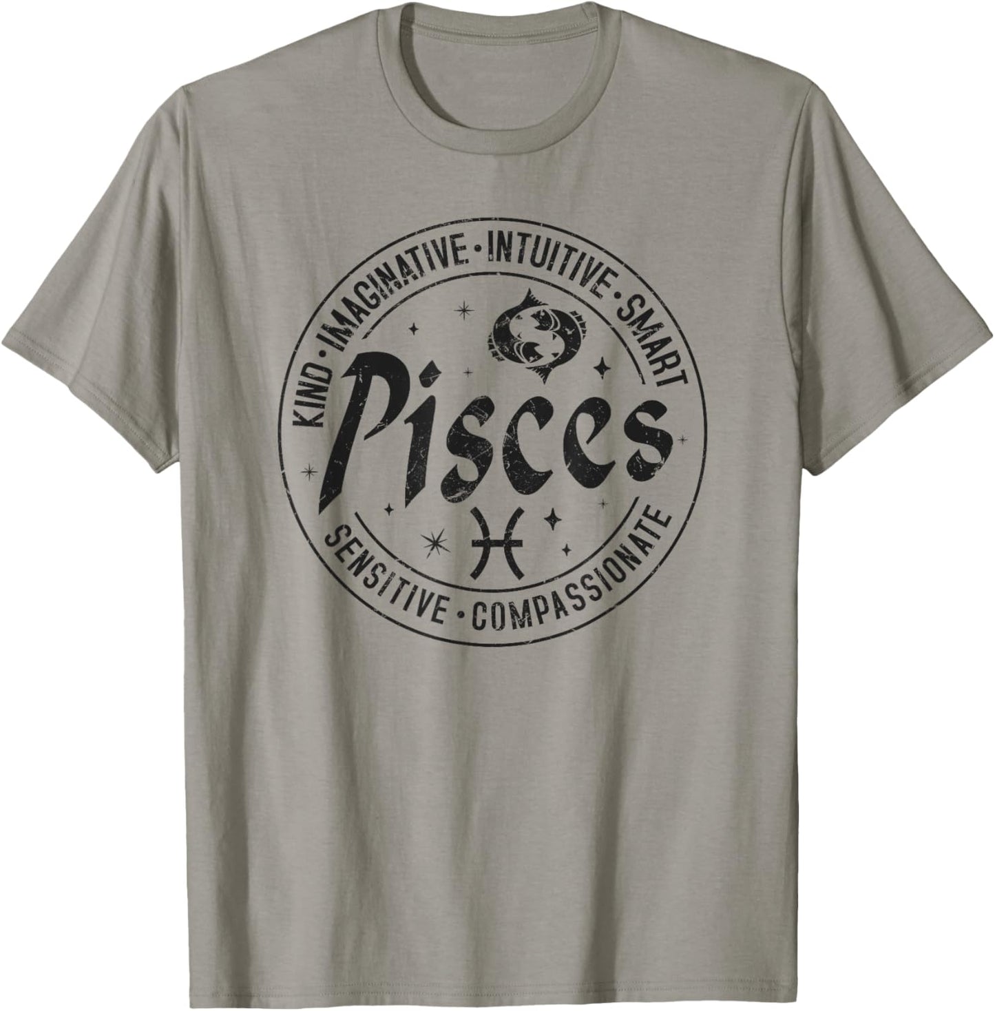 Pisces Virtues Vintage Style Zodiac Design, Pisces T-Shirt - T-Shirt | Sand