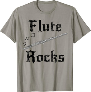 Flute Rocks, Flutist Woodwind Player Folk Musician Goth T-Shirt - T-Shirt | Sand