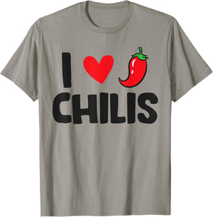 I Love Chilis , Small, White T-Shirt - T-Shirt | Sand