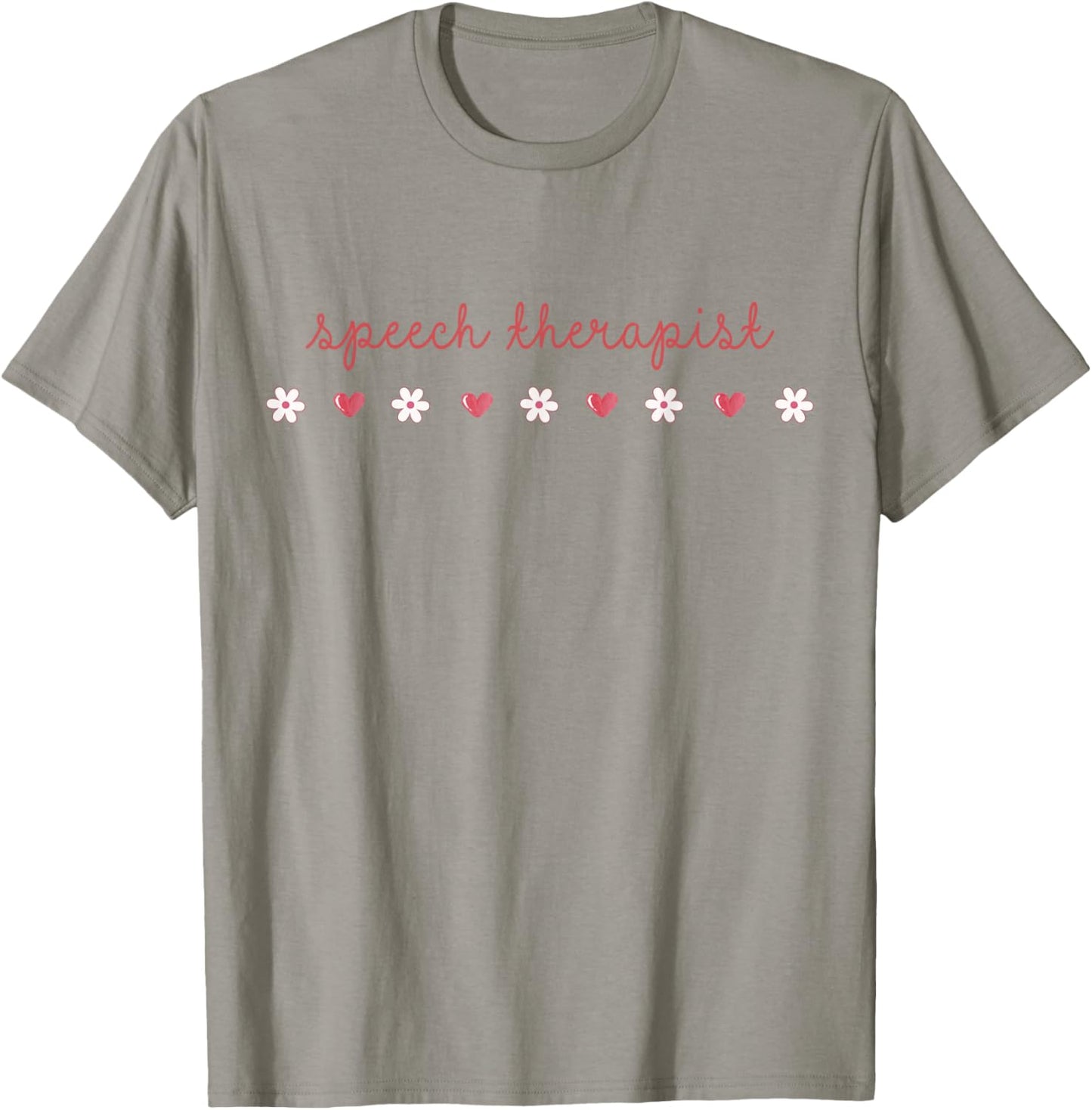 Speech Therapist Valentines Day Daisy SLP Therapy Hearts T-Shirt - T-Shirt | Sand