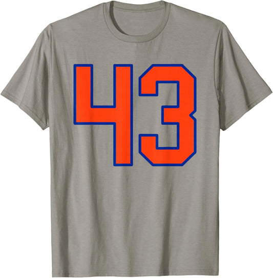 Orange and Blue Sports Number 43 Jersey Uniform Player T-Shirt - T-Shirt | Sand