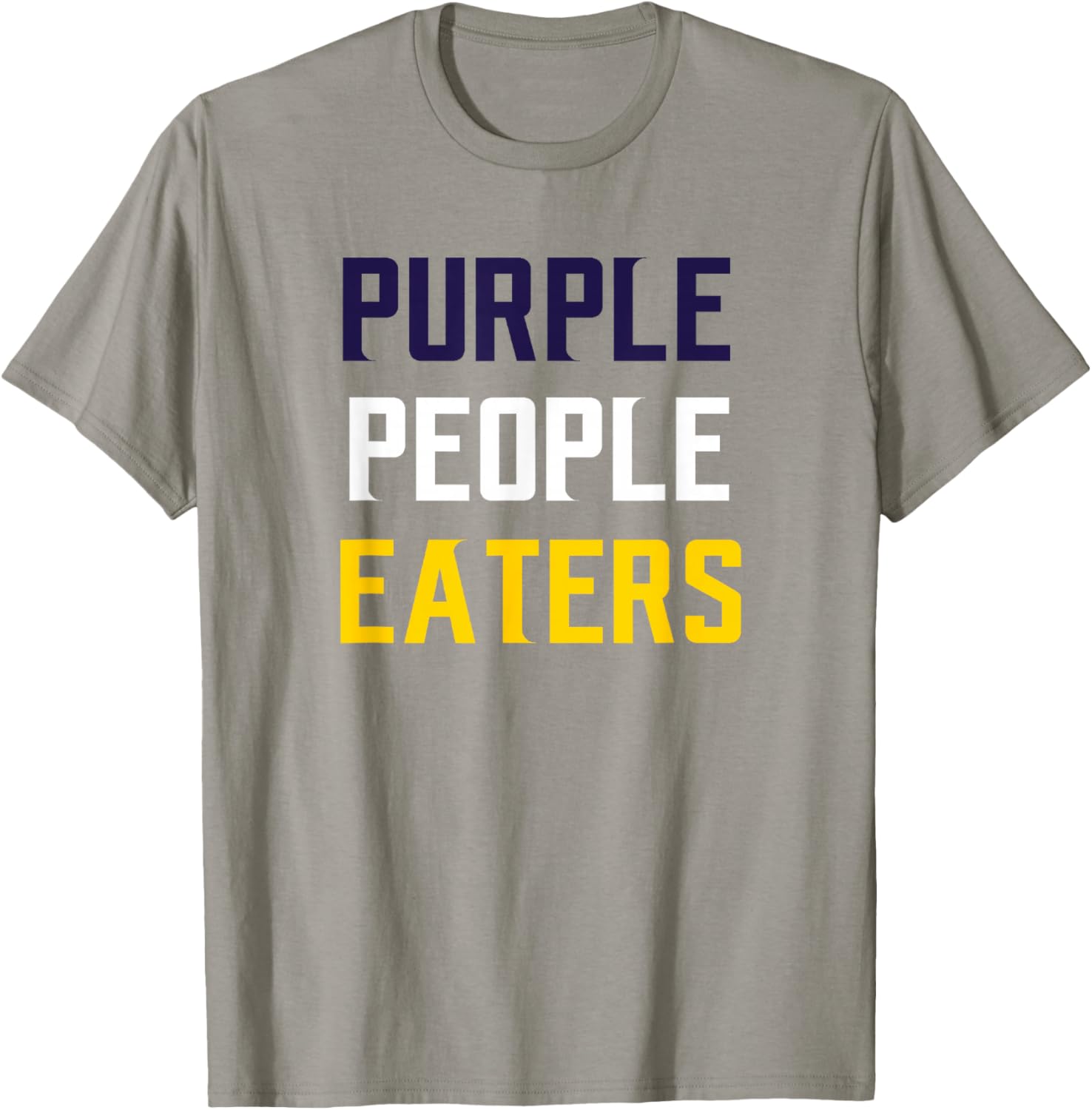 Casual Biscuits Purple People Eaters Football , Grey, Small, Short Sleeve, , Classic Fit, Polyester 100%, Letter Print, Sports Fans, Casual Wear Lovers, -Adults T-Shirt - T-Shirt | Sand