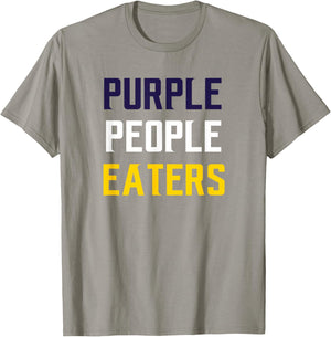 Casual Biscuits Purple People Eaters Football , Grey, Small, Short Sleeve, , Classic Fit, Polyester 100%, Letter Print, Sports Fans, Casual Wear Lovers, -Adults T-Shirt - T-Shirt | Sand