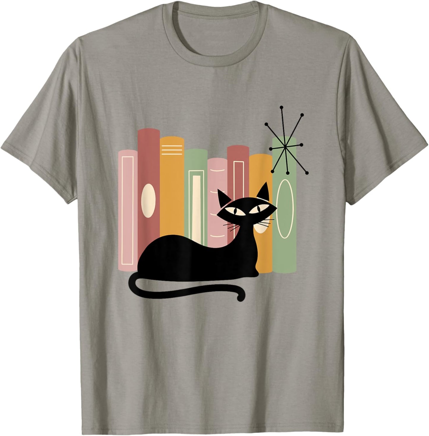 Book Lover Modern Retro Cat Midcentury Mid Century Age 1950s Women Kids T-Shirt - T-Shirt | Sand
