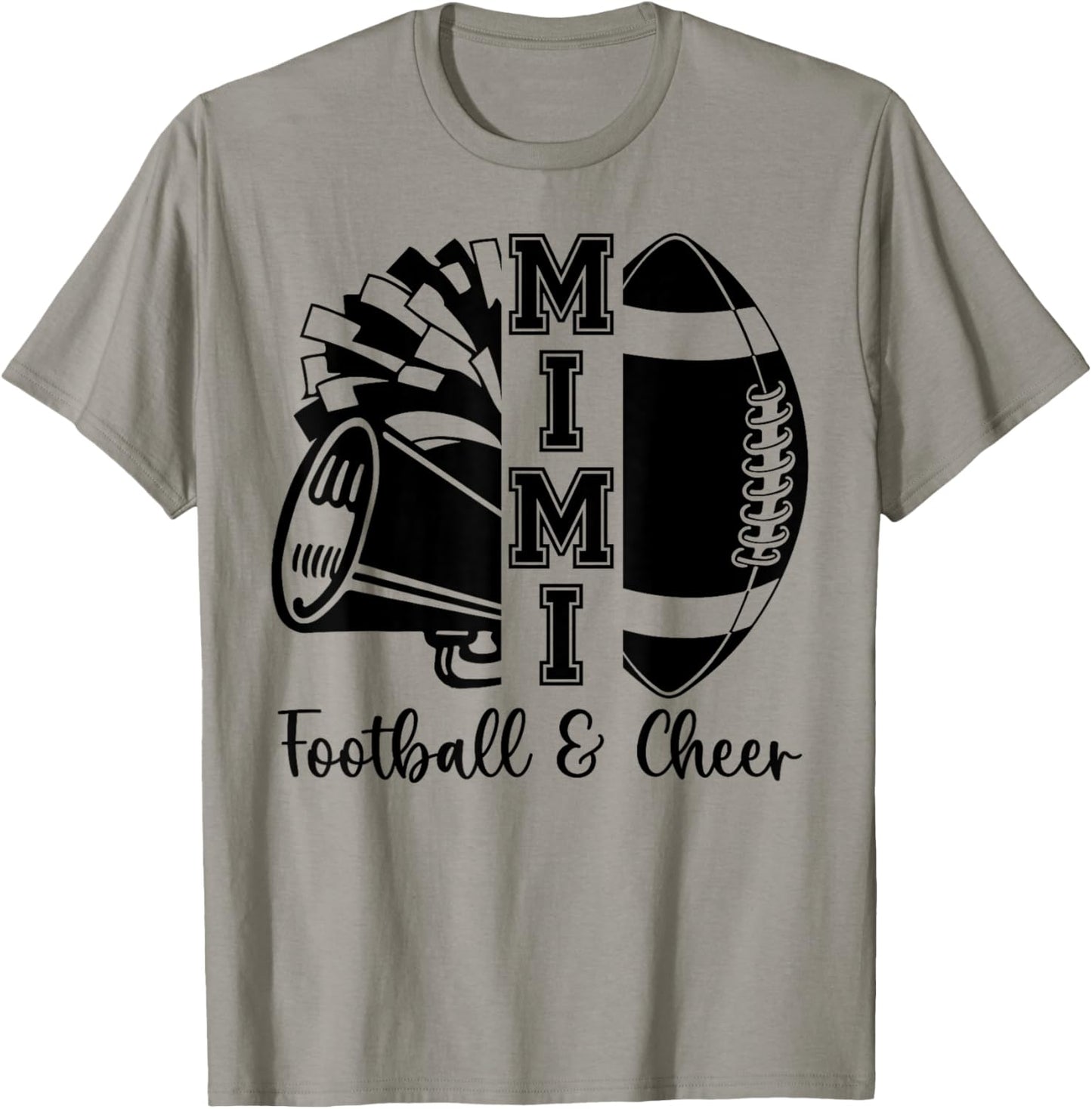 Football Cheer Mimi Grandma High School Cheerleader Pom Pom T-Shirt - T-Shirt | Sand