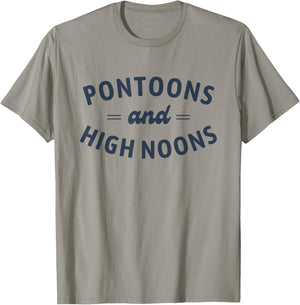 Pontoons and High Noons, Summer Lake Bachelorette Party T-Shirt - T-Shirt | Sand