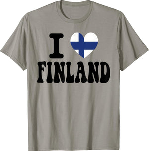 I Love Finland Heart Flag Retro Travel Souvenir T-Shirt - T-Shirt | Sand