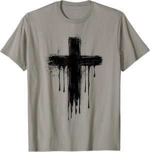 Christian Dripping Cross T-Shirt - T-Shirt | Sand
