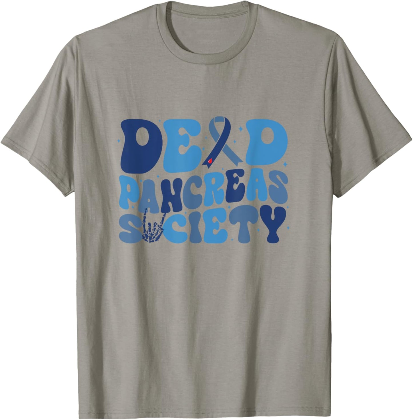 Retro Dead Pancreas Society Funny T1D Diabetes Awareness T-Shirt - T-Shirt | Sand