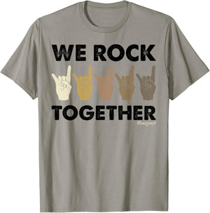 We Rock Together Funny Sign Language T-Shirt - T-Shirt | Sand