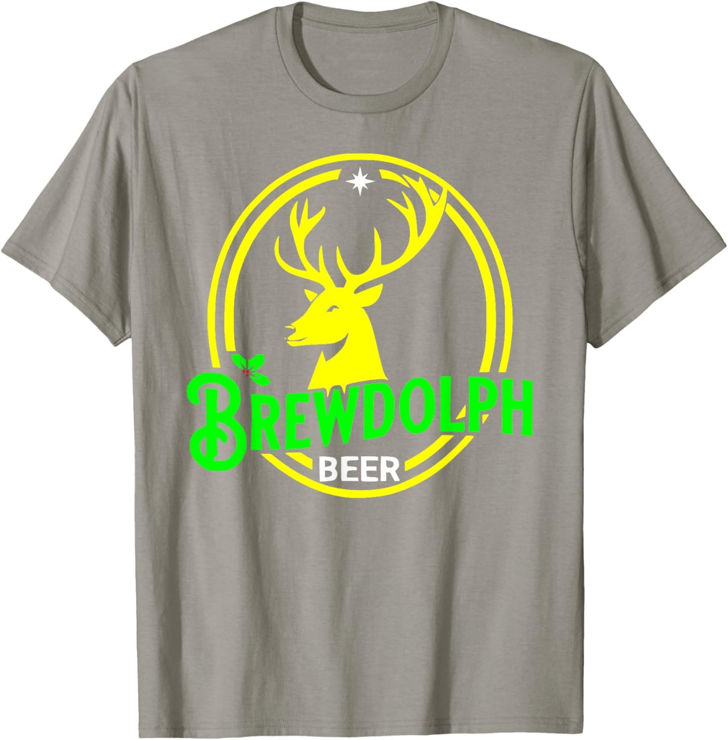Brewdolph Funny Reindeer Holidays Christmas Beer Drinking T-Shirt - T-Shirt | Sand