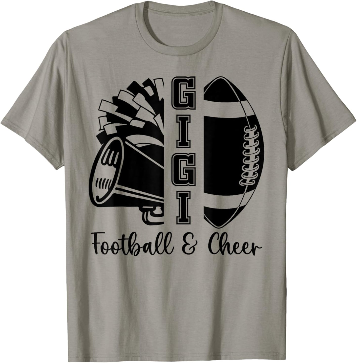 Football Cheer Gigi Grandma High School Cheerleader Pom Pom T-Shirt - T-Shirt | Sand