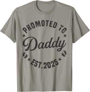 Promoted To Daddy Est 2025 Funny New Dad Soon To Be Daddy T-Shirt - T-Shirt | Sand