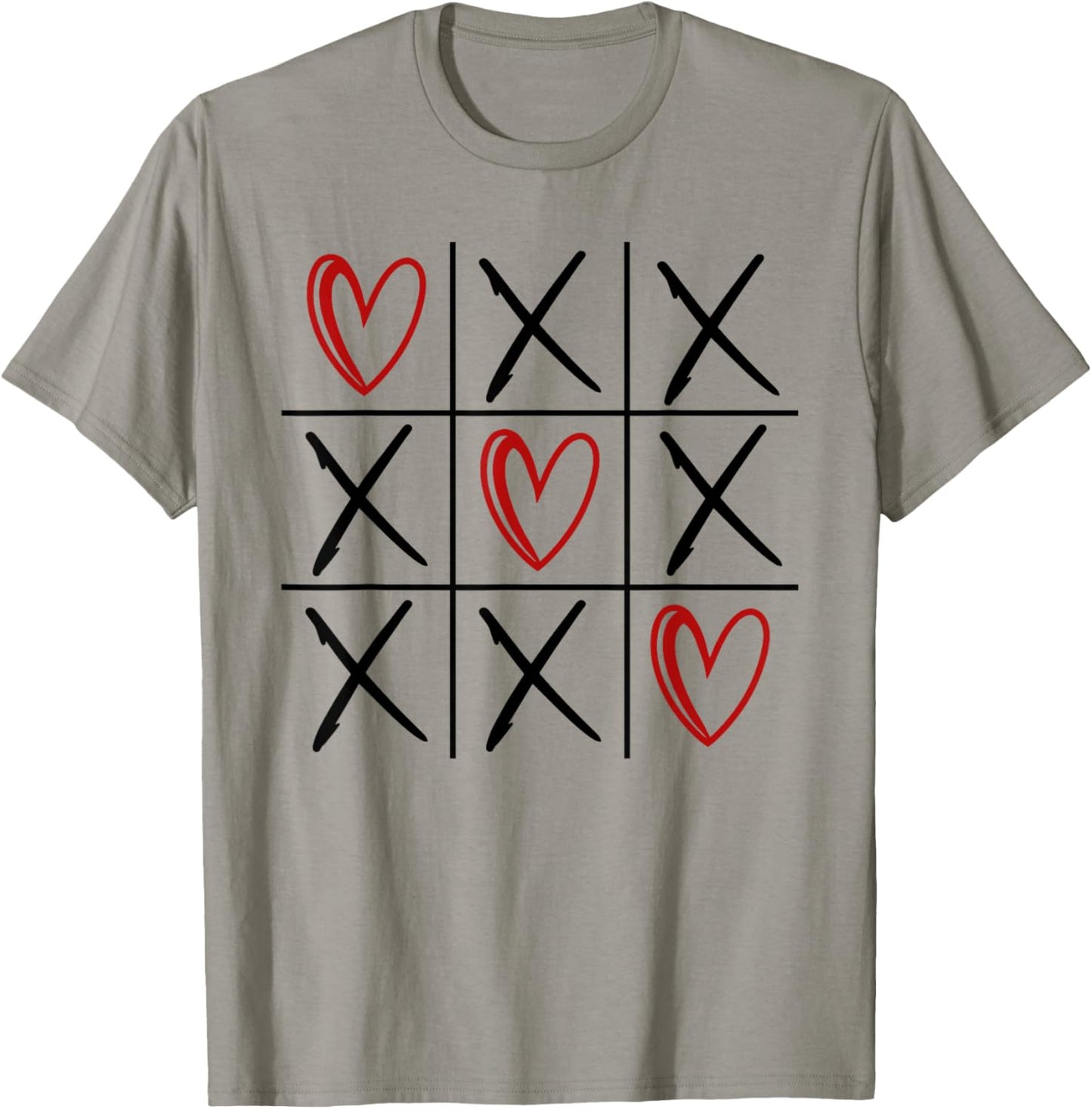 Tic Tac Toe Love Hearts Romantic Valentine T-Shirt - T-Shirt | Sand