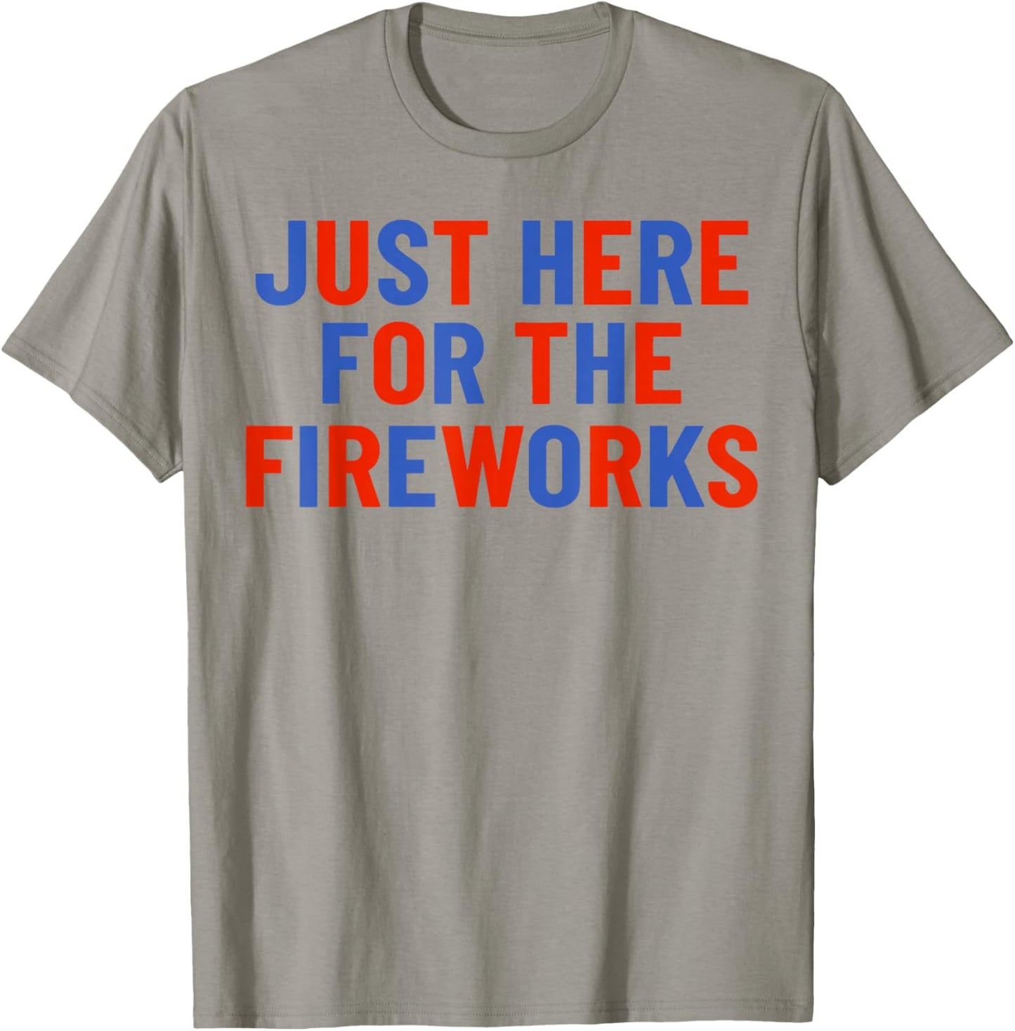 Just Here for The Fireworks Patriotic Couple T-Shirt - T-Shirt | Sand