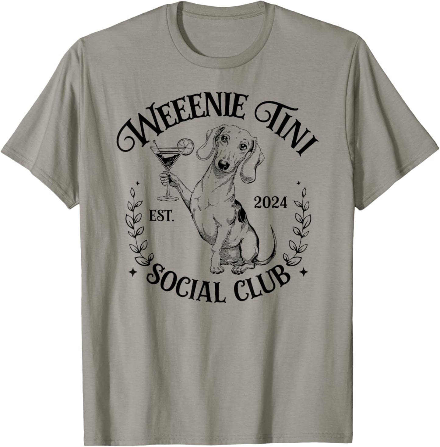 Dachshund Weenie Tini Social Club Lover funny Weiner Dog Men Women T-Shirt - T-Shirt | Sand