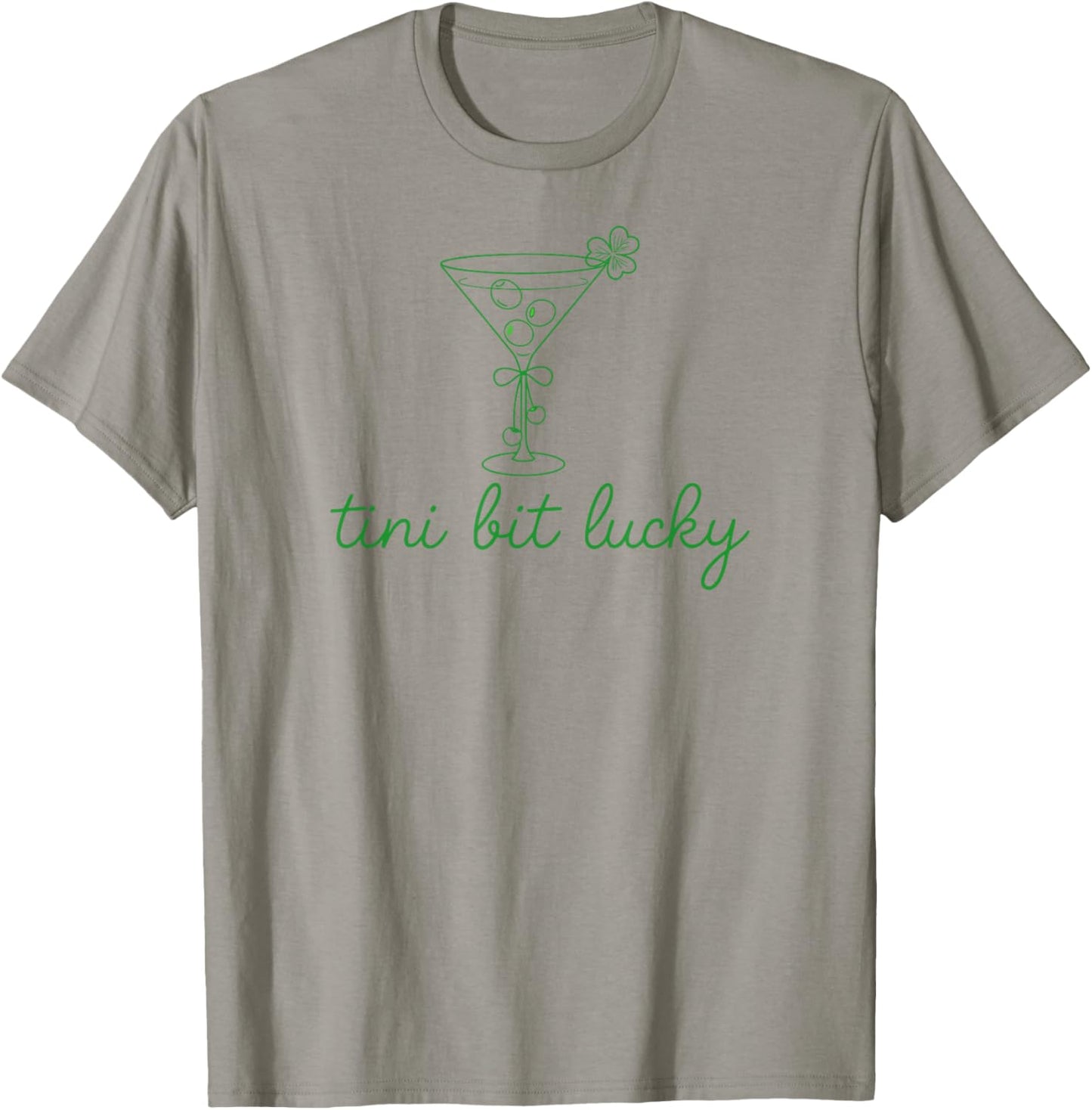 St Patricks Day A Tini Bit Irish Lucky Martini Lucky Girl T-Shirt - T-Shirt | Sand