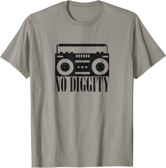 "No Diggity" Retro Boombox Graphic Old School Hip Hop T-Shirt - T-Shirt | Sand