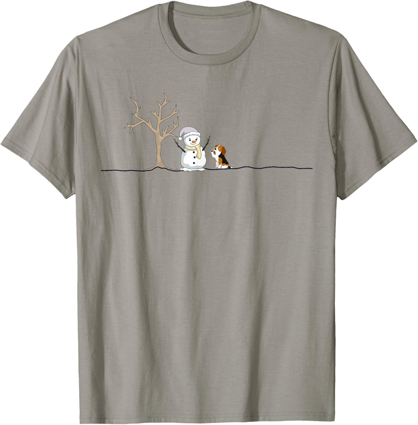 Funny Beagle Dog Christmas Snowman Xmas Lights Pajama T-Shirt - T-Shirt | Sand