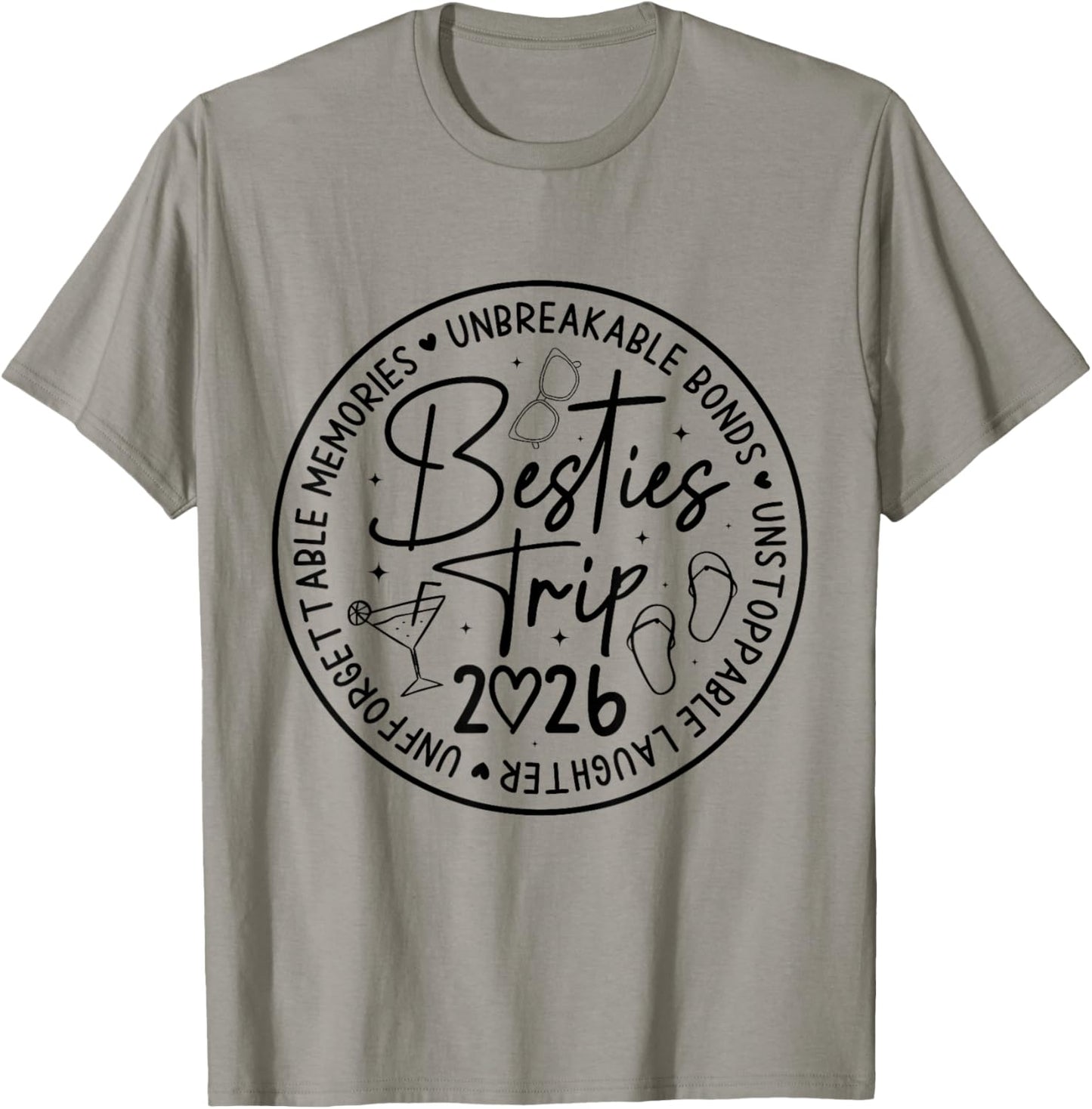 Besties Trip 2026 Memories Girl Trip Friends Vacation Retro T-Shirt - T-Shirt | Sand