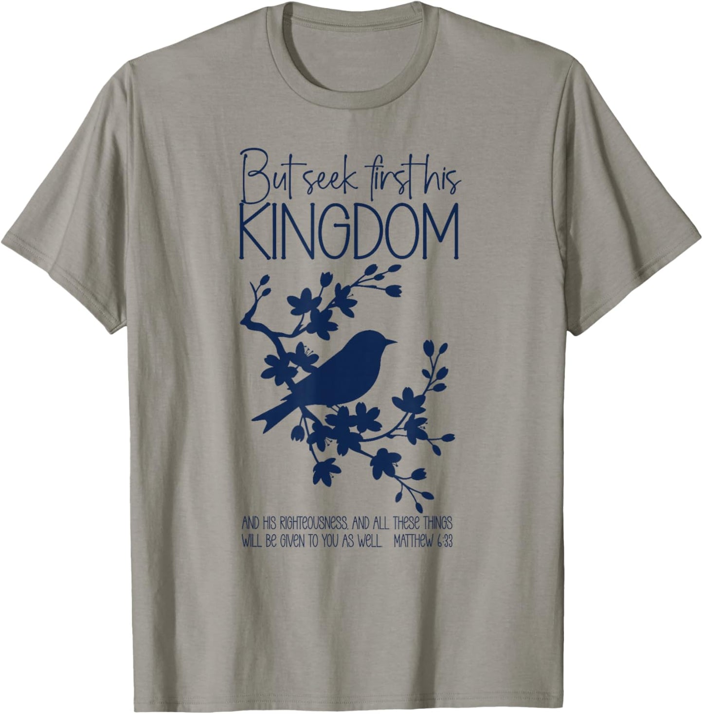 Cute Christian Girl Bible Verse Faith Art Birds Matthew 6 33 T-Shirt - T-Shirt | Sand