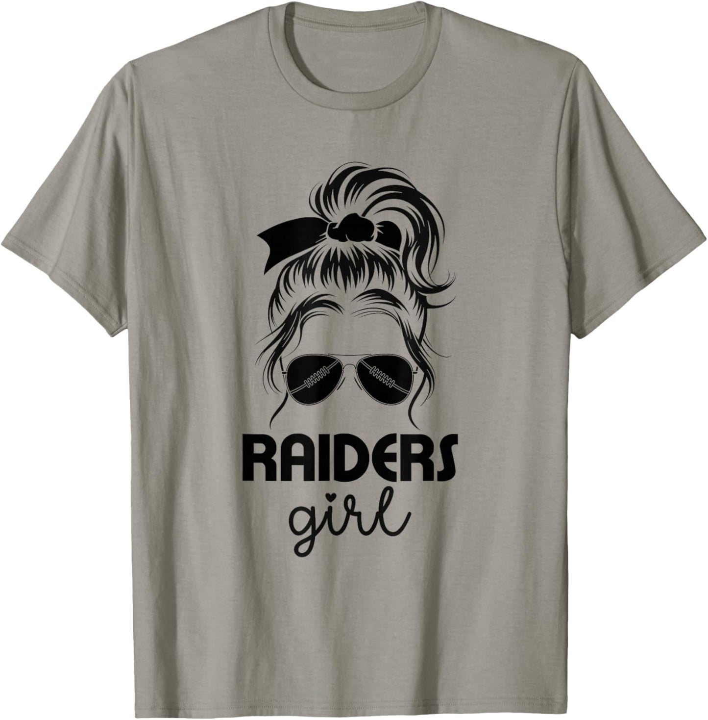 Raiders Girl Messy Bun - Love Raiders T-Shirt - T-Shirt | Sand