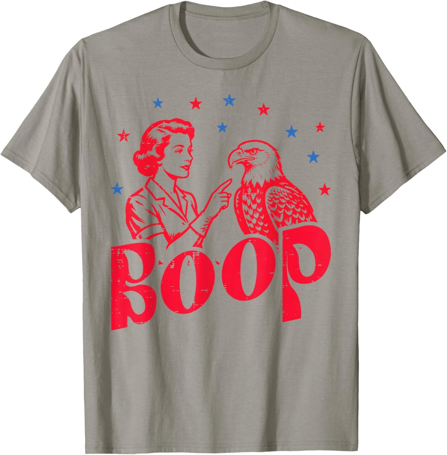 4th of July Boop Woman Bald Eagle Funny Patriotic Women Men T-Shirt - T-Shirt | Sand