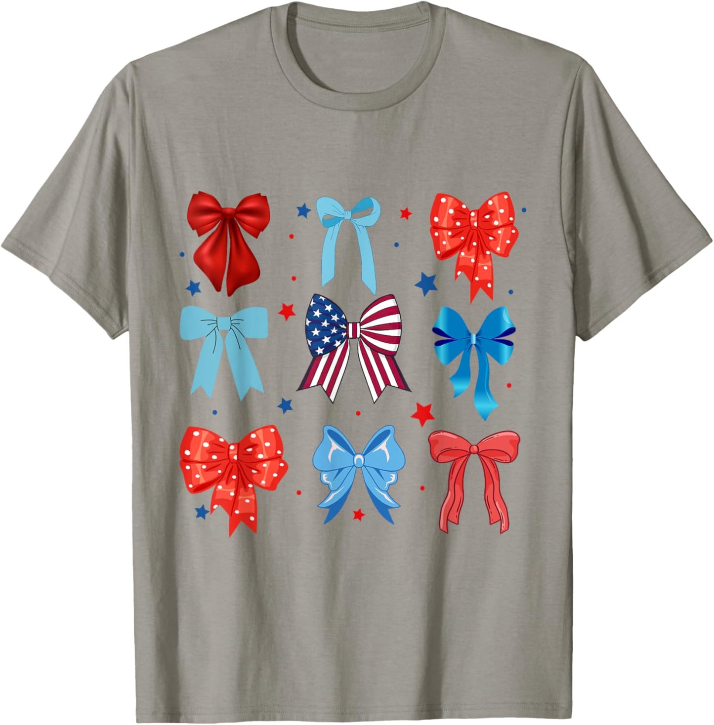 Coquette Bows 4th Of July Patriotic Bows American Flag T-Shirt - T-Shirt | Sand