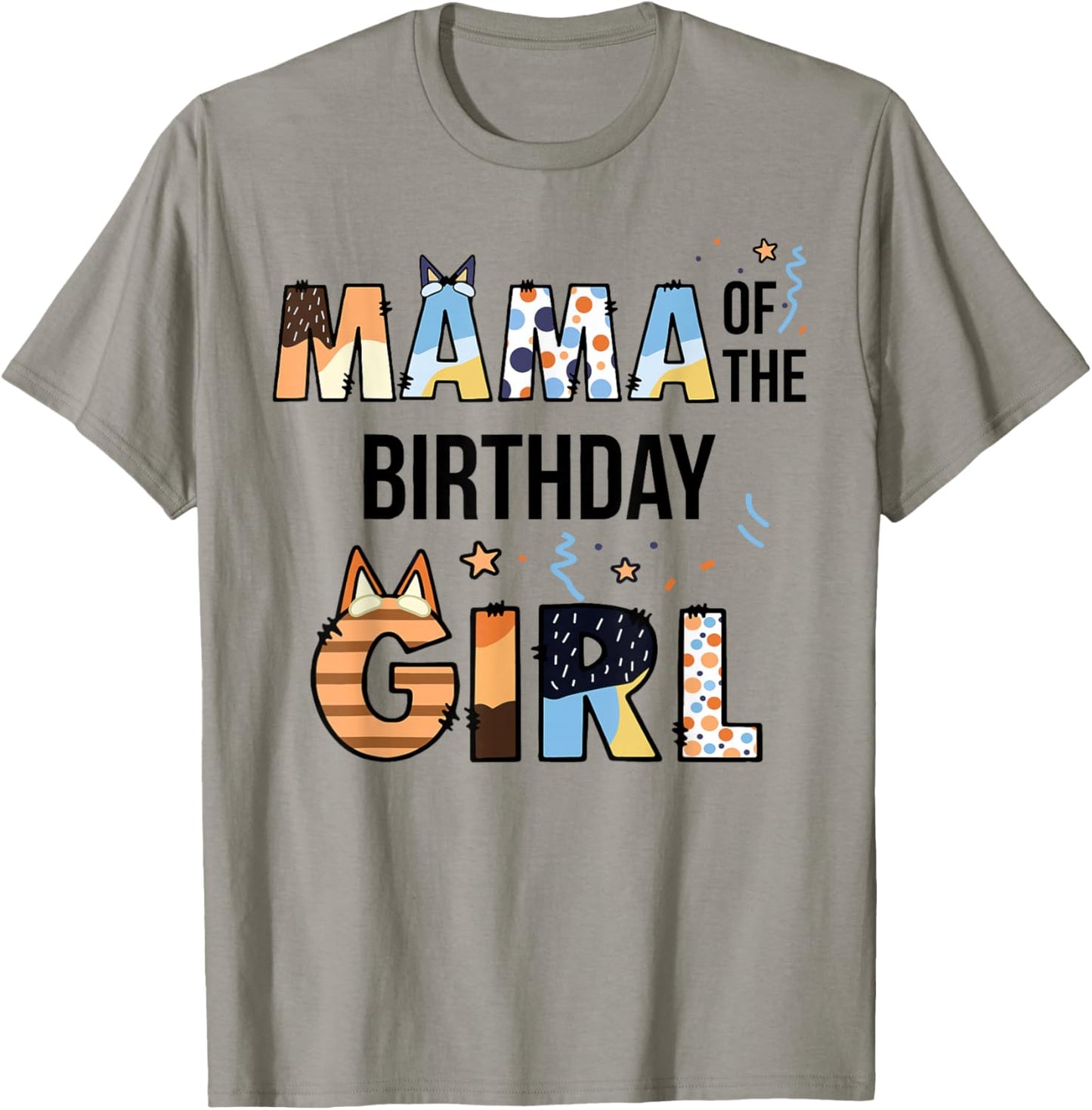 Mama of The Birthday Girl Party Blue Dog Lover Matching T-Shirt - T-Shirt | Sand
