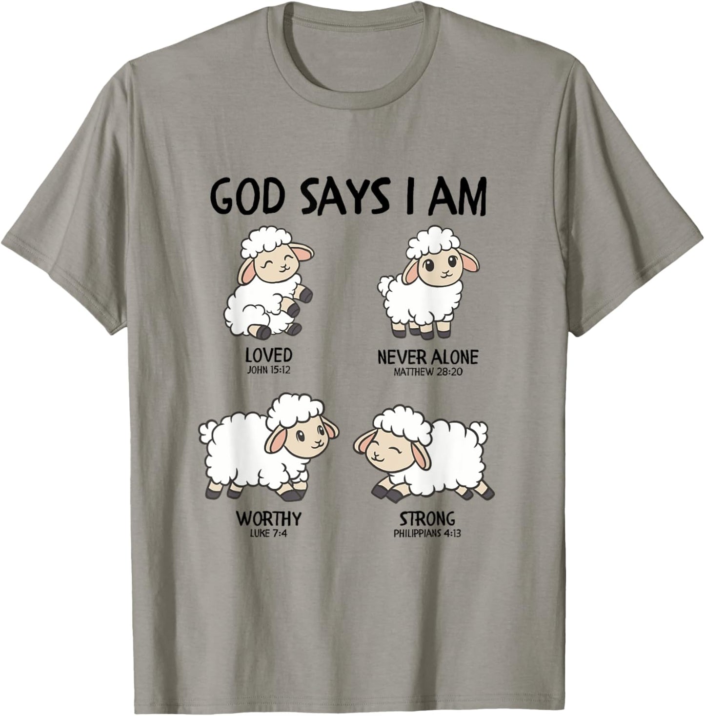 God Says I Am Sheep Toddler Kids Farm Bible Verse T-Shirt - T-Shirt | Sand