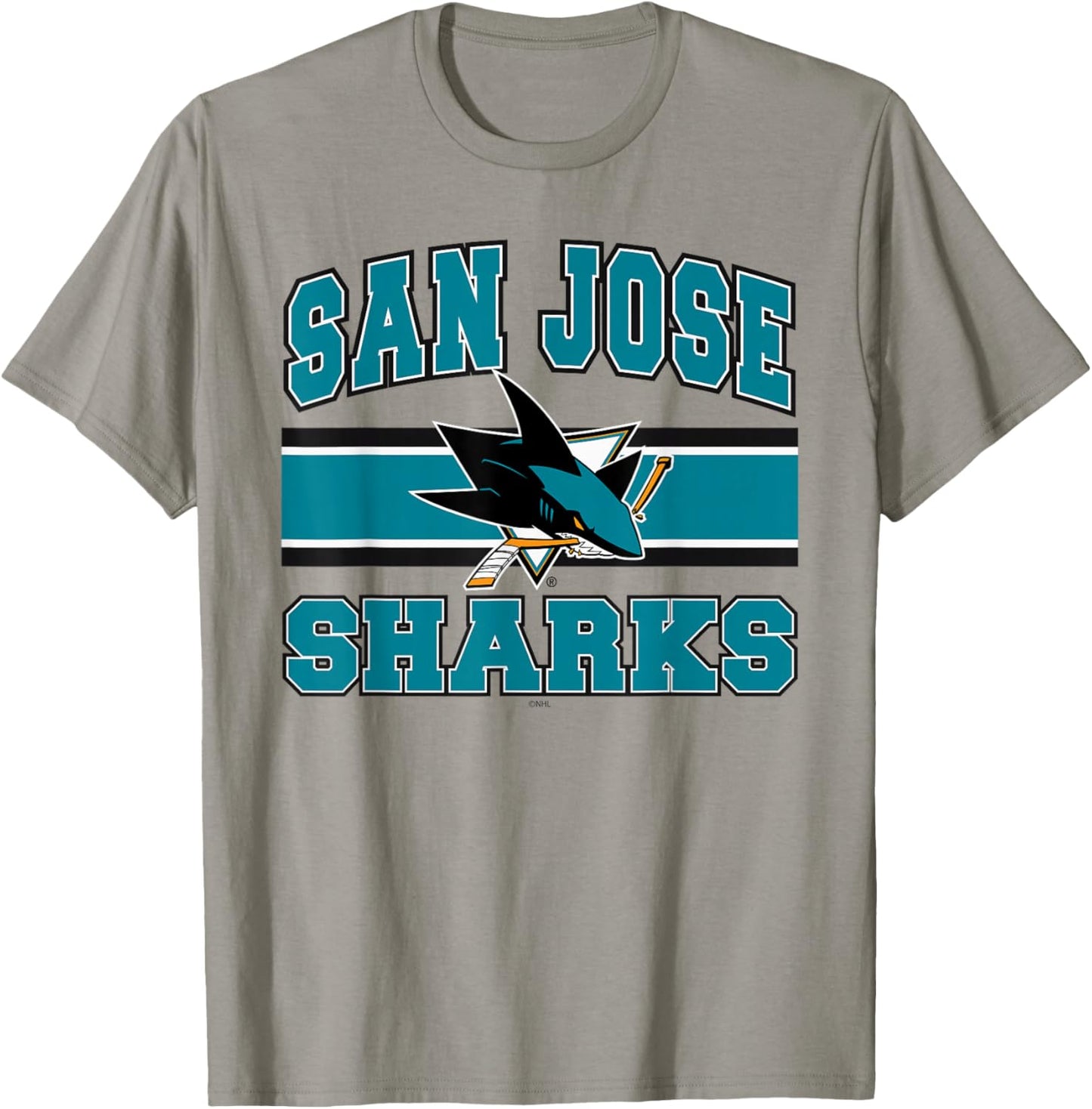 San Jose Sharks Stripe Gray Officially Licensed T-Shirt - T-Shirt | Sand