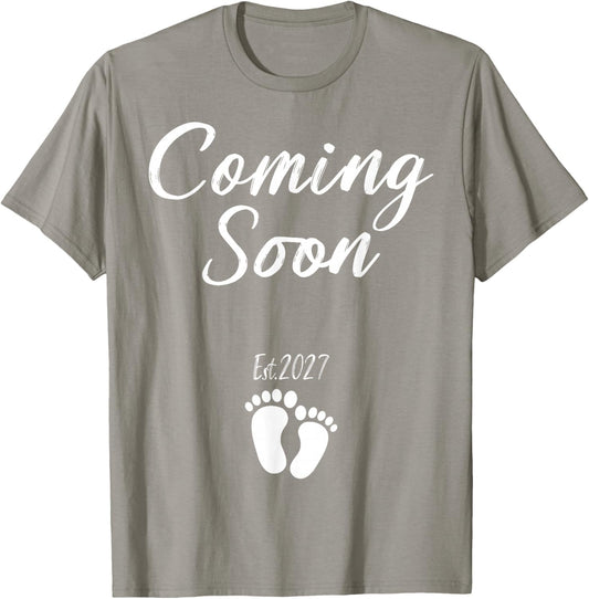 Coming Soon 2027 Pregnancy Announcement Mother's Day T-Shirt - T-Shirt | Sand