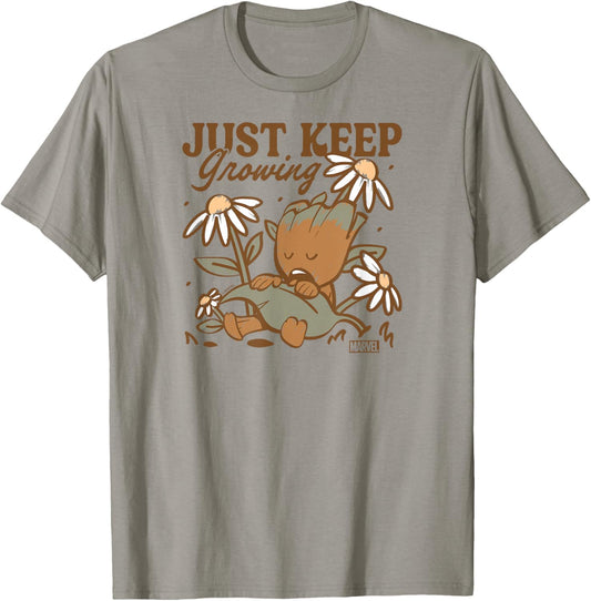 Guardians Of The Galaxy - Just Keep Growing Baby Groot T-Shirt - T-Shirt | Sand