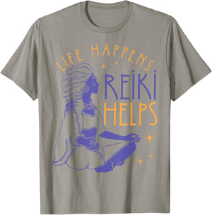 Life Happens Reiki Helps Yoga Meditation Spiritual Chakra T-Shirt - T-Shirt | Sand