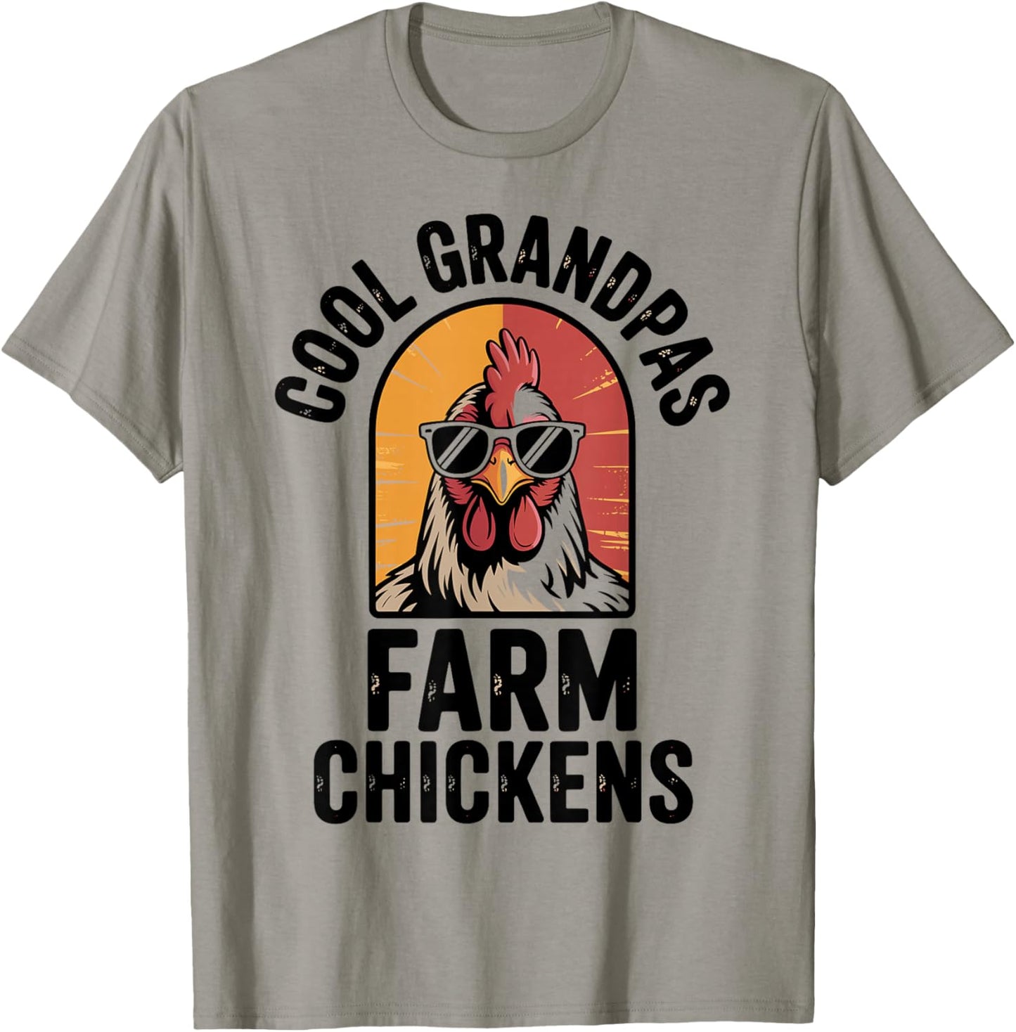 Cool Grandpas Farm Chickens Funny Chicken Farmer Grandpa T-Shirt - T-Shirt | Sand